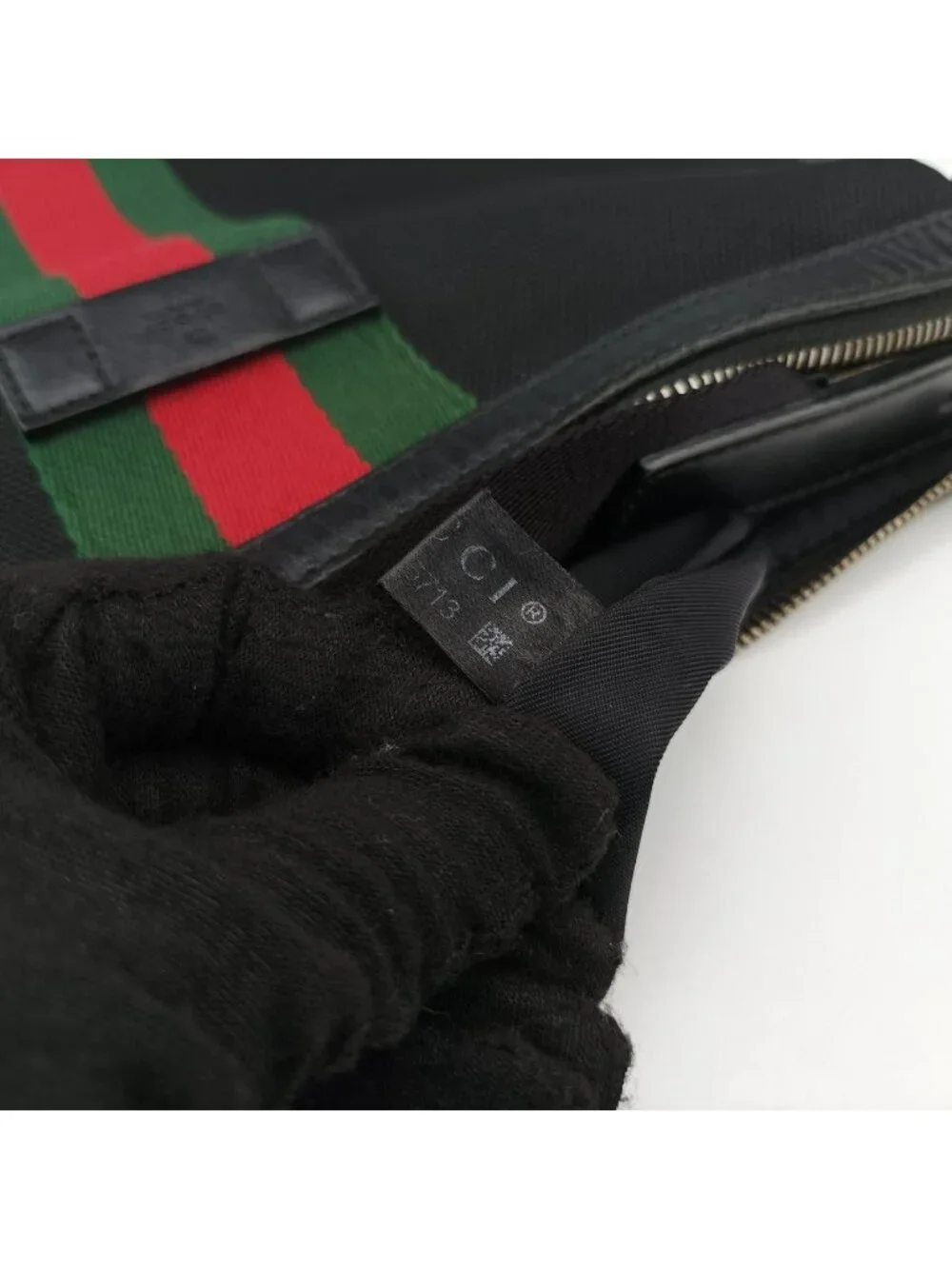 Gucci Sherry Line Black Red Green Canvas Tote